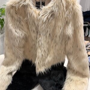 Express Cream and Black faux fur Jacket